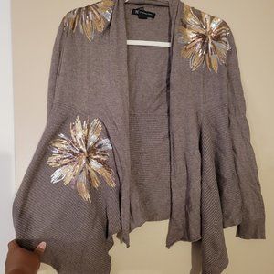 INC Women's Open Front Starbust Sequined Cardigan